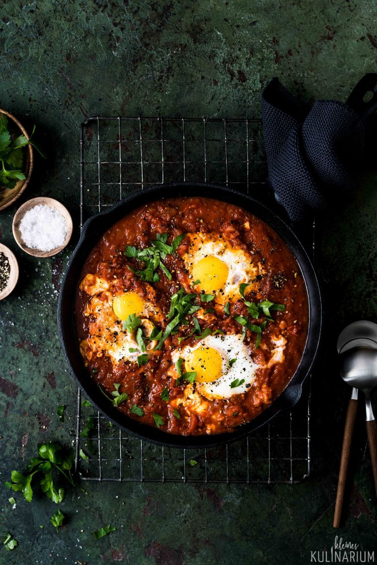 Shakshuka In Tomatensauce Pochierte Eier - Kleines Kulinarium